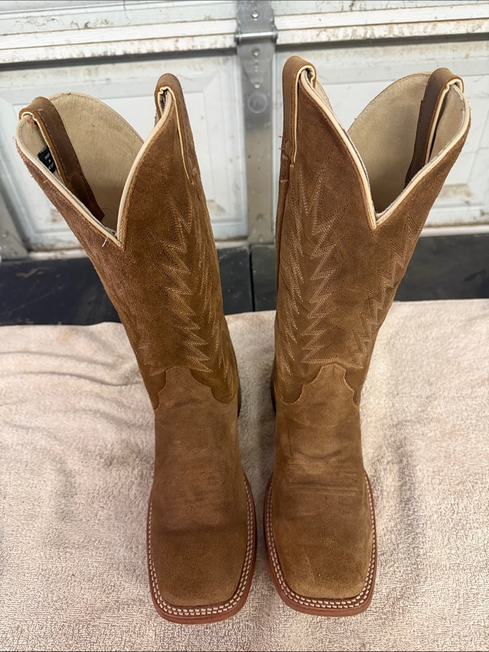 Justin Boots Tan Suede Western Heeled Cowboy Boots  Men’s